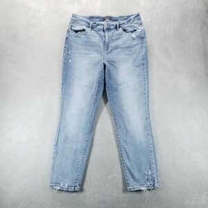 Judy Blue‎ Jeans Womens 32 Blue Slim Fit High Rise Light Wash Distressed Stretch